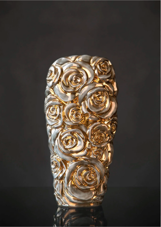 Bouquet - Vase en porcelaine émaillée à feuille d’or